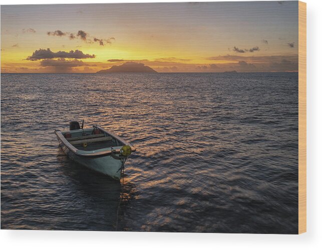 Seychelles Wood Print featuring the photograph Sunset in the Indian Ocean 2 by Dubi Roman