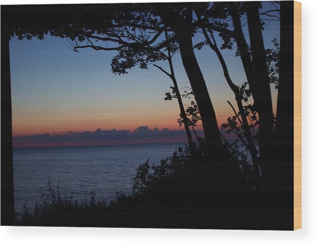 Lake Erie Wood Print featuring the photograph Sunset view by Yvonne M Smith