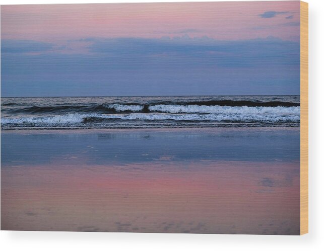 Sunset Wood Print featuring the photograph Sunset Waves - Rye, NH by Deb Bryce