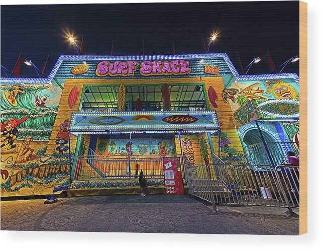 Carnival Wood Print featuring the photograph Surf Shack-Digital Art by Steve Templeton
