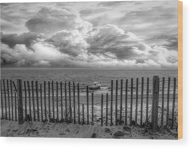 Boats Wood Print featuring the photograph Surfside in Black and White by Debra and Dave Vanderlaan