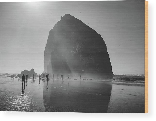 Haystack Rock Wood Print featuring the photograph Surrounding Haystack Rock by Christopher Johnson