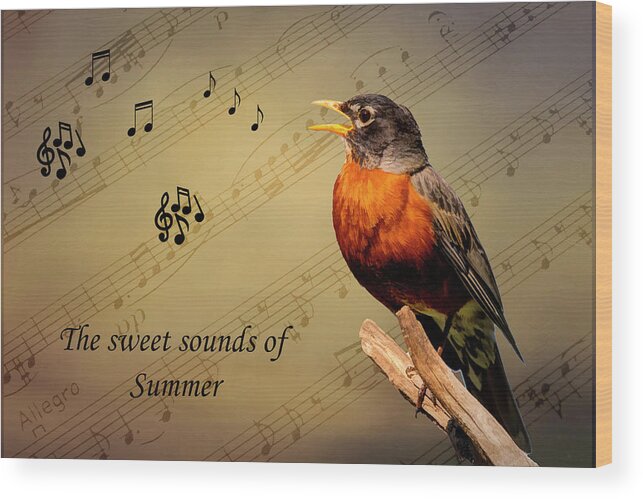 Bird Wood Print featuring the photograph Sweet Sounds of Summer by Cathy Kovarik