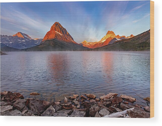 Glacier National Park Wood Print featuring the photograph Swiftcurrent Morning by Jack Bell