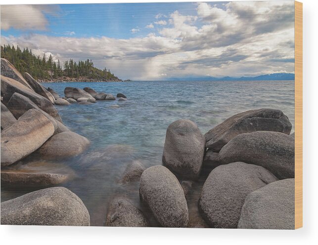 Tahoe Wood Print featuring the photograph Tahoe in rainstorm by Jonathan Nguyen