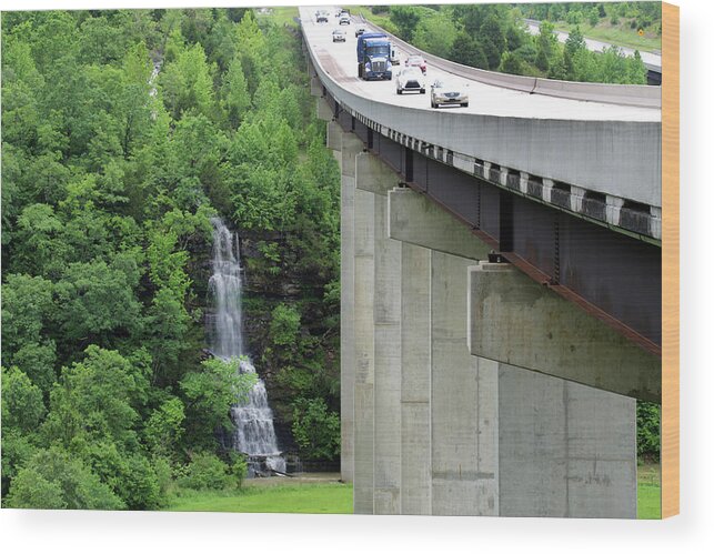 Waterfall Wood Print featuring the photograph Take a Brake from Lifes Highway - Arkansas 2020 by William Rainey