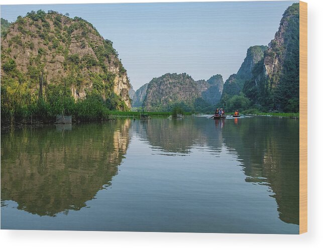 Ba Giot Wood Print featuring the photograph Tam Coc View in Ninh Binh by Arj Munoz