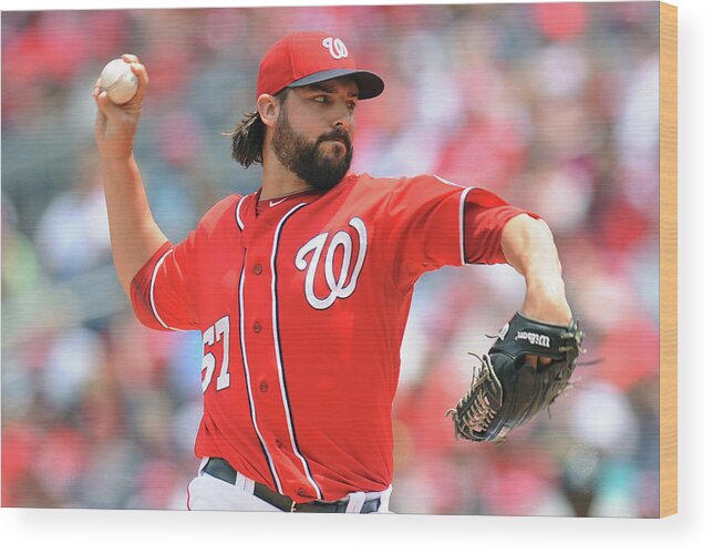 Baseball Pitcher Wood Print featuring the photograph Tanner Roark by Mitchell Layton