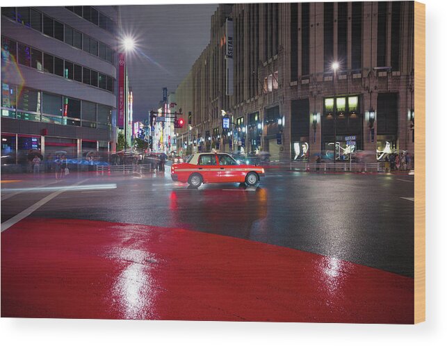 Leica M9 Wood Print featuring the photograph Taxi, Shinjuku, Tokyo by Eugene Nikiforov