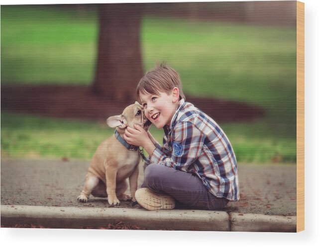 Pets Wood Print featuring the photograph Telling secrets by Sarahwolfephotography