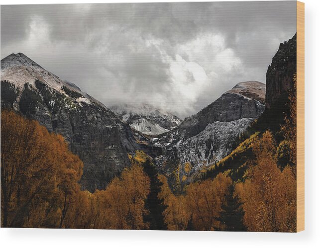 Telluride Wood Print featuring the photograph Telluride in Autumn Snow by Norma Brandsberg