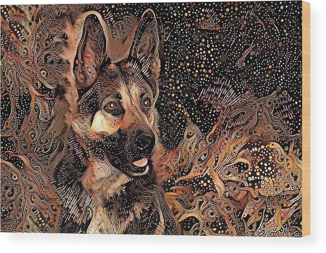 German Shepherd Wood Print featuring the digital art Tex the German Shepherd Dog by Peggy Collins