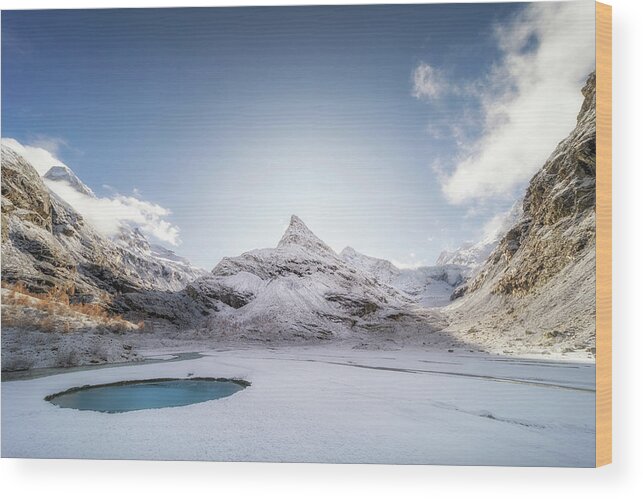 Alpine Wood Print featuring the photograph The blue pool by Dominique Dubied
