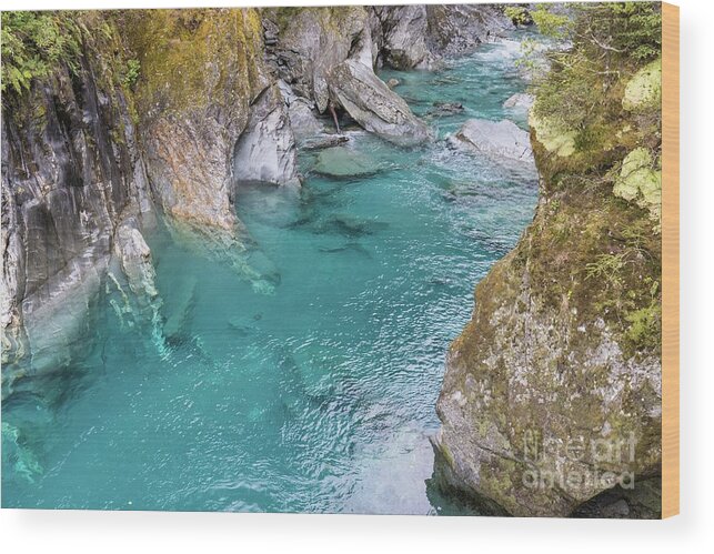 Blue Pools Wood Print featuring the photograph The Blue Pools of Haast Pass by Eva Lechner