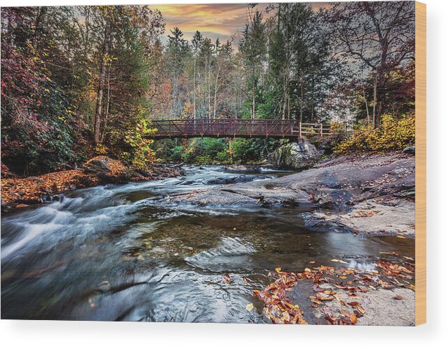 Carolina Wood Print featuring the photograph The Bridge at Fires Creek by Debra and Dave Vanderlaan