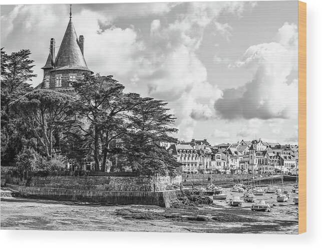 Ancient Wood Print featuring the photograph The Castle and town of Pornic on the Atlantic coast in France by Jean-Luc Farges
