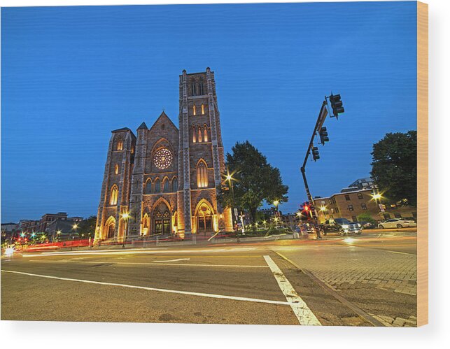 Boston Wood Print featuring the photograph The Cathedral of the Holy Cross in the South End Boston MA Washington St by Toby McGuire