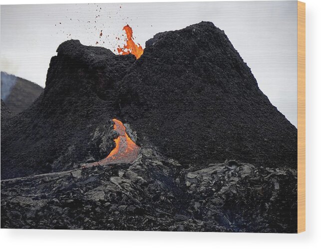Volcano Wood Print featuring the photograph The first vent by Christopher Mathews