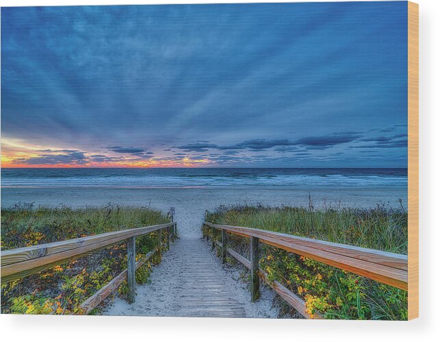 Footbridge Beach Wood Print featuring the photograph Morning Light by Penny Polakoff