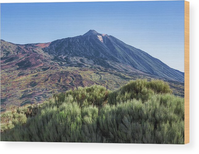 Mountains Wood Print featuring the photograph Green side of Mount Teide by Sun Travels