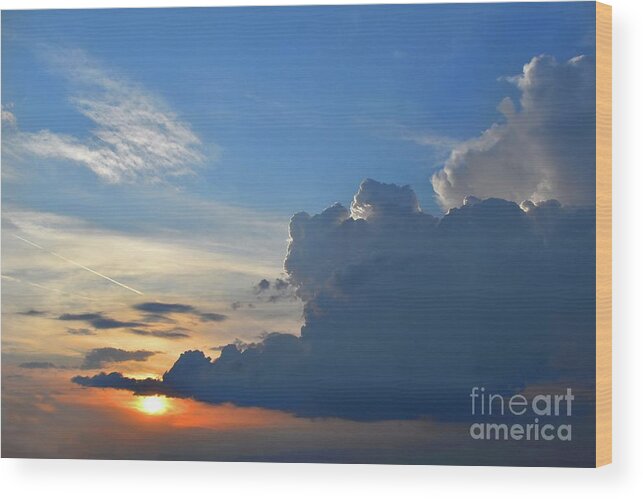 Nature Wood Print featuring the photograph The Kiss of Sunset and Clouds by Leonida Arte