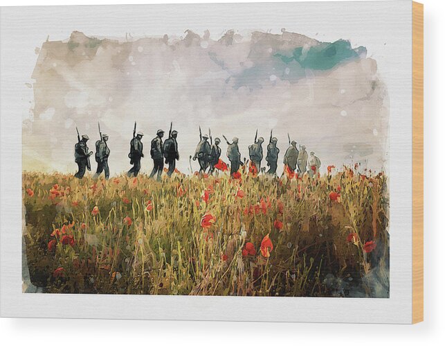 Soldiers And Poppies Wood Print featuring the digital art The Last March by Airpower Art