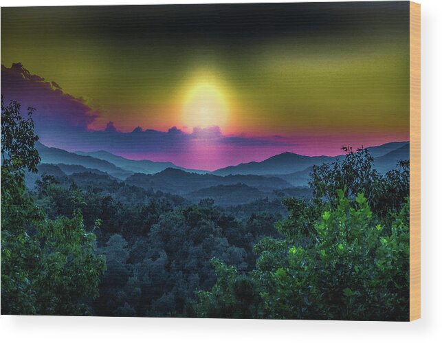 Light Wood Print featuring the photograph The Light Beyond the Mountains by Demetrai Johnson