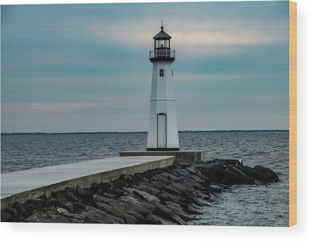 Jetty Wood Print featuring the photograph The Little Lighthouse by Cathy Kovarik
