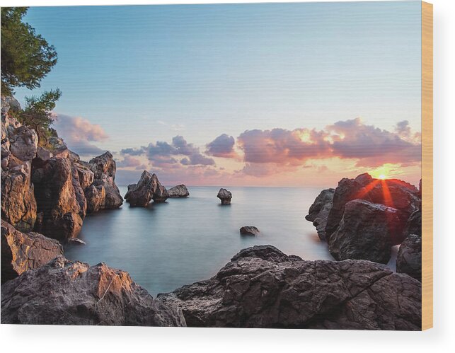 Coastline Wood Print featuring the photograph The mark of time by Alexios Ntounas