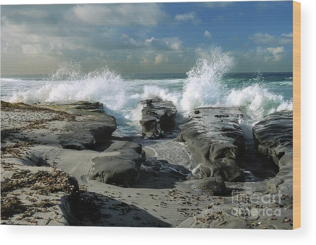 Waterscape Wood Print featuring the photograph The Morning Tide in La Jolla by Sandra Bronstein