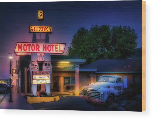 Route 66 Wood Print featuring the photograph The Motor Hotel, Williams AZ by Micah Offman