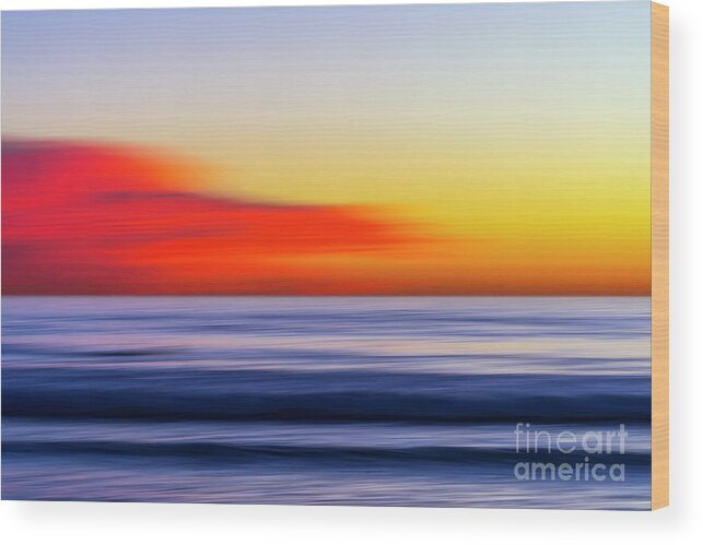 Abstract Wood Print featuring the photograph The Ocean in Motion at Sunset by Rich Cruse