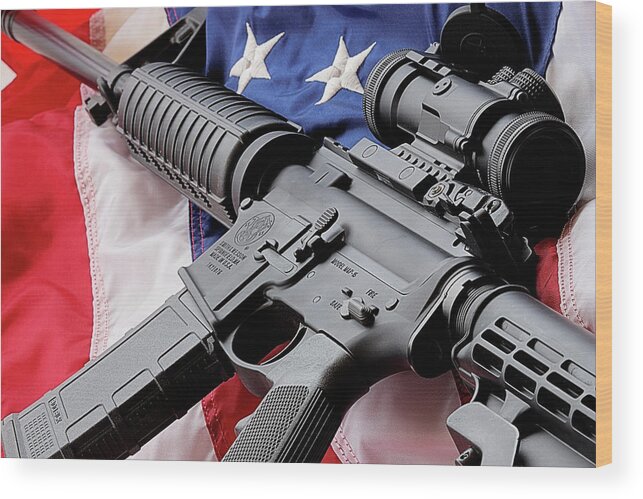 Ar15 Wood Print featuring the photograph The Patriot A R-15 by JC Findley