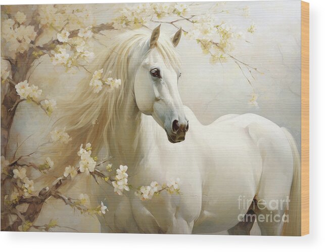 Horse Wood Print featuring the painting The Pretty Mare by Tina LeCour