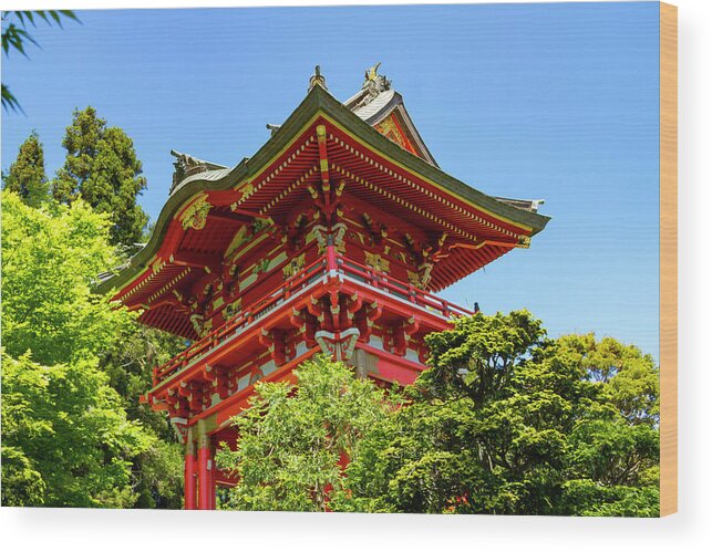 Pagoda Wood Print featuring the photograph The Red Pagoda by Bonnie Follett