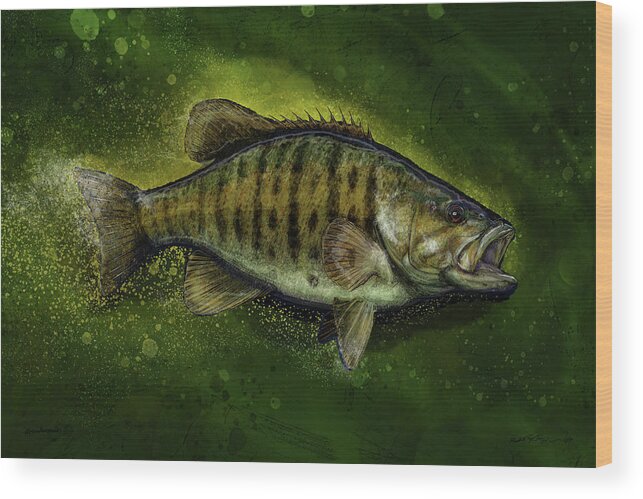 The River Smallie smallmouth bass Wood Print