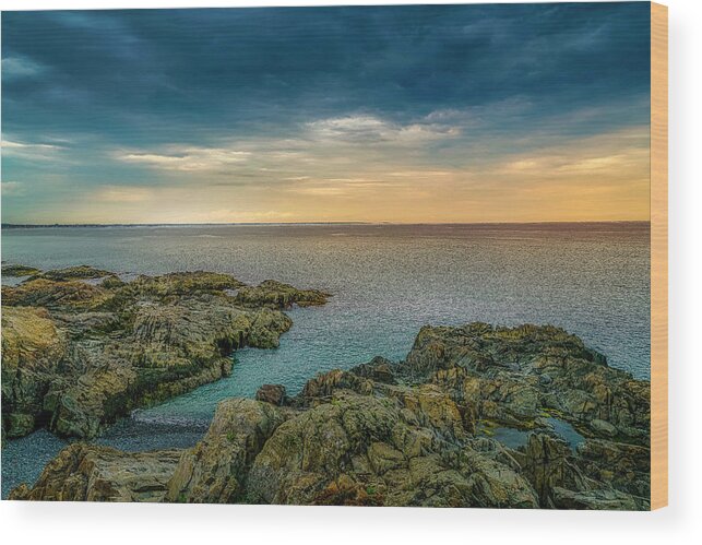Marginal Way Wood Print featuring the photograph The Rock by Penny Polakoff