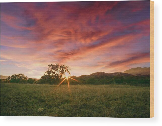 Sunset Wood Print featuring the photograph The Sky is Ablaze with Sunset Colors 2 by Lindsay Thomson