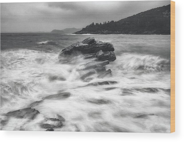 Sea Wood Print featuring the photograph The storm by Elias Pentikis