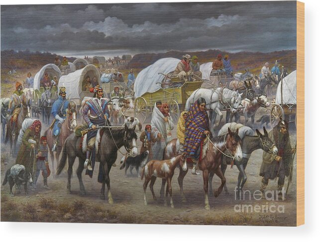 1838 Wood Print featuring the painting The Trail Of Tears by Granger