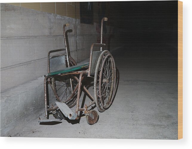 Richard Reeve Wood Print featuring the photograph The Wheelchair by Richard Reeve