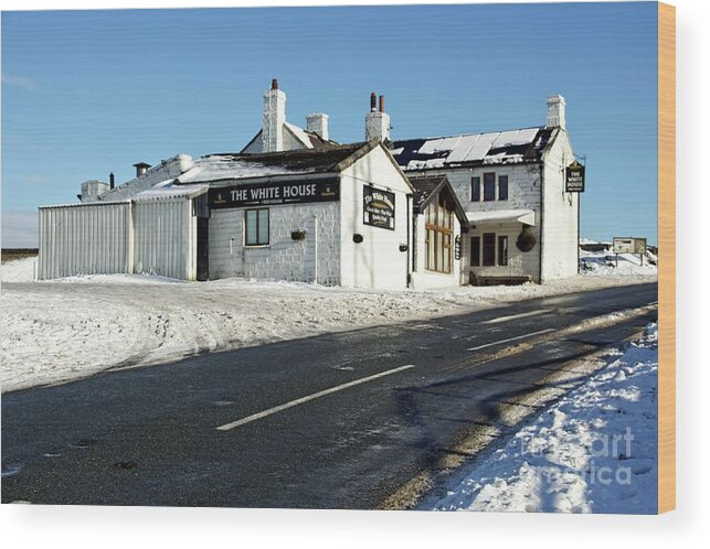White House Pub Wood Print featuring the photograph The White House pub, Littleborough, Lancashire by David Birchall