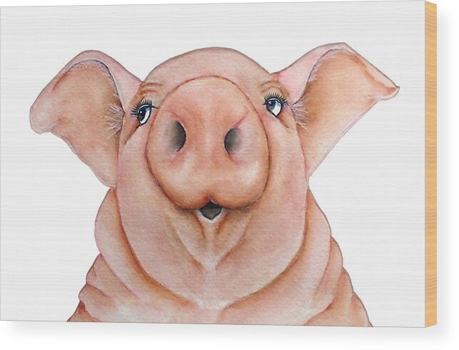 Pigs Wood Print featuring the painting This Little Piggy Went To.... by Kelly Mills