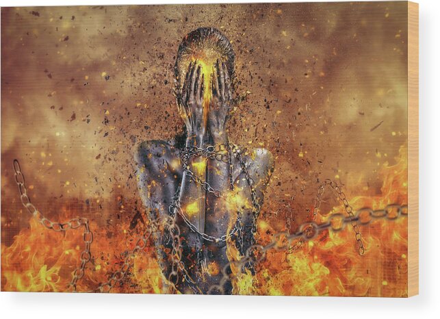 Surreal Wood Print featuring the digital art Through Ashes Rise by Mario Sanchez Nevado
