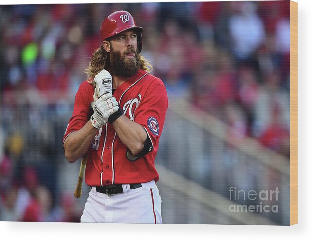 Game Two Wood Print featuring the photograph Tim Hudson and Jayson Werth by Patrick Smith
