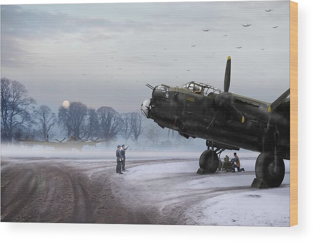 Avro 638 Lancaster Wood Print featuring the photograph Time to go - Lancasters on dispersal by Gary Eason