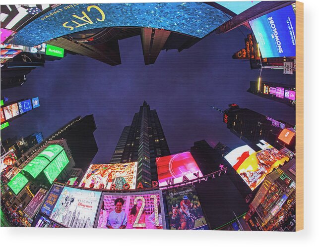 New Wood Print featuring the photograph Times Square Towering Above New York NY by Toby McGuire