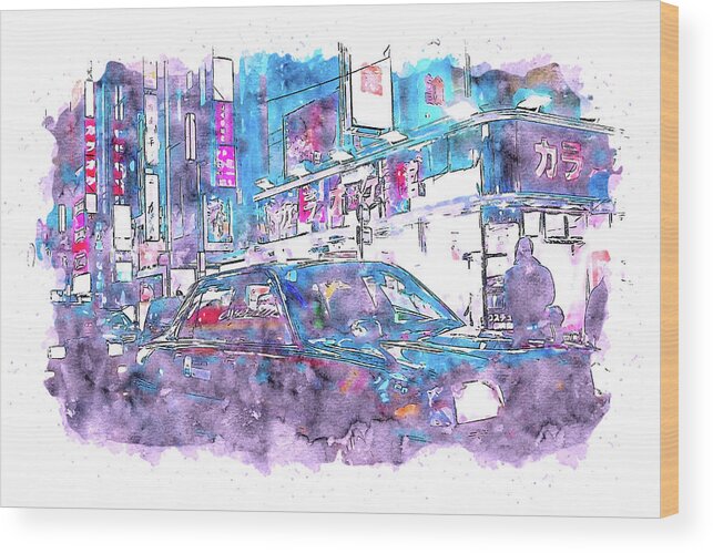 Tokyo Nights Wood Print featuring the painting Tokyo Nights - 22 by AM FineArtPrints