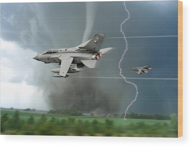Panavia Wood Print featuring the digital art Tornados In The Storm by Custom Aviation Art