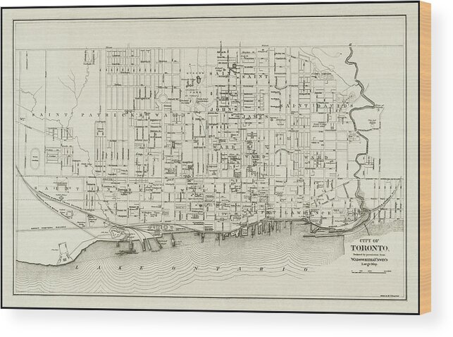 Toronto Wood Print featuring the photograph Toronto Canada Vintage City Map 1880 by Carol Japp